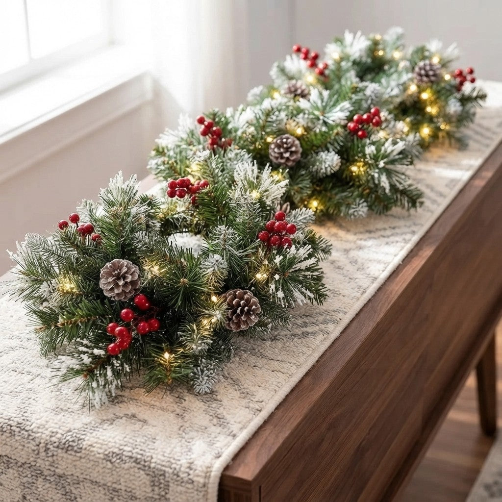Belyst Julgirlang med Ljus